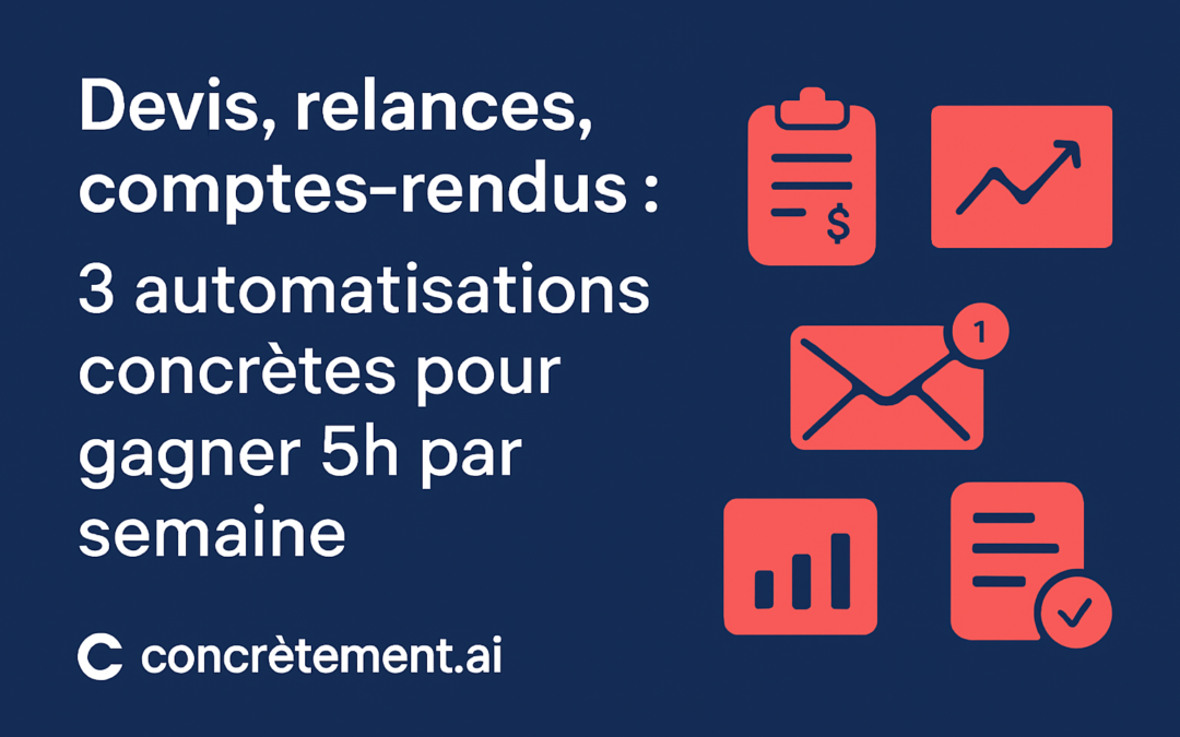 Devis, relances, comptes-rendus : 3 automatisations concrètes pour gagner 5h par semaine